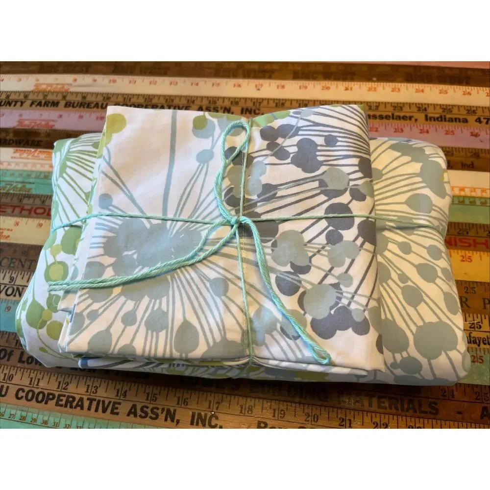 THE COMPANY STORE 3pc Duvet Cover Full Size 84 X 90 Dandelion Retro 100% Cotton